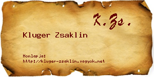 Kluger Zsaklin névjegykártya